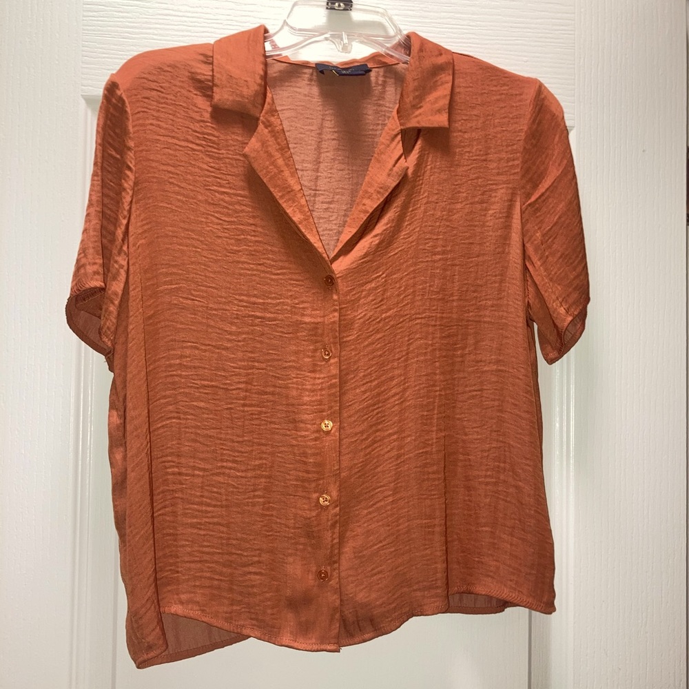 Burn orange button down blouse